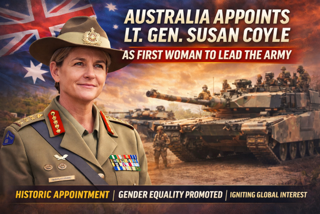 Australia appointed Lt. Gen. Susan Coyle as the first woman to lead its Army.