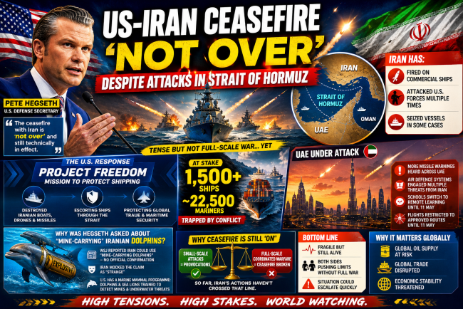 Hegseth says the US-Iran ceasefire is 'not over' despite attacks in Strait of Hormuz