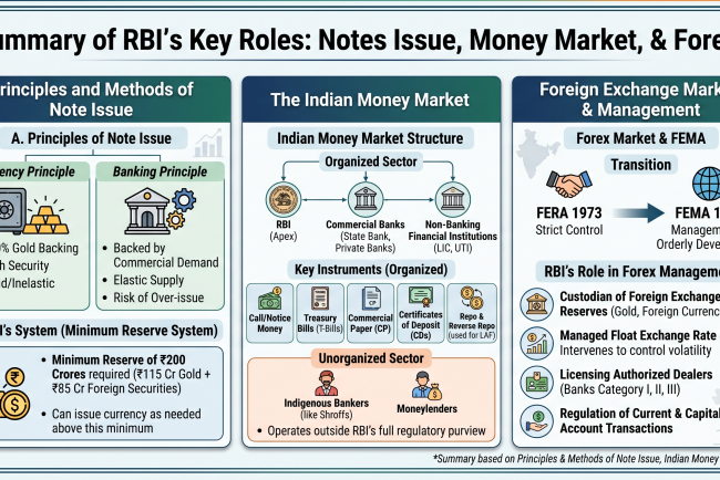 Principles &Methods of Note issues, Indian Money Market